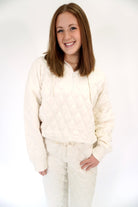 The Ellis Cream Quilted 3/4 Zip Pullover - Anderson Ave boutique