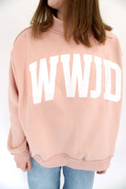 The Jesse Blush WWJD Mock Neck Sweatshirt - Anderson Ave boutique