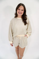 The Monroe Cream & Black Pinstripe Lounge Set - Anderson Ave boutique