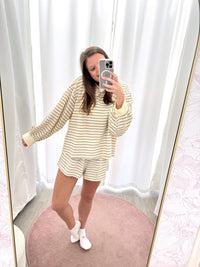 The Monroe Cream & Black Pinstripe Lounge Set - Anderson Ave boutique