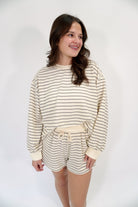 The Monroe Cream & Black Pinstripe Lounge Set - Anderson Ave boutique