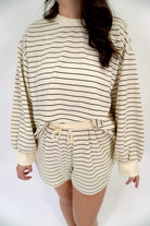 The Monroe Cream & Black Pinstripe Lounge Set - Anderson Ave boutique