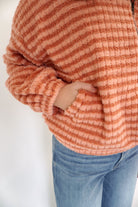 The Rowan Clay Stripe Plush Zip - Up Jacket - Anderson Ave boutique