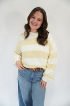 The Soleil Cream & Butter Yellow Striped Chunky Sweater - Anderson Ave boutique