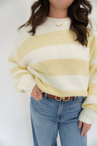The Soleil Cream & Butter Yellow Striped Chunky Sweater - Anderson Ave boutique