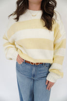 The Soleil Cream & Butter Yellow Striped Chunky Sweater - Anderson Ave boutique