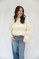 The Soleil Cream & Butter Yellow Striped Chunky Sweater - Anderson Ave boutique