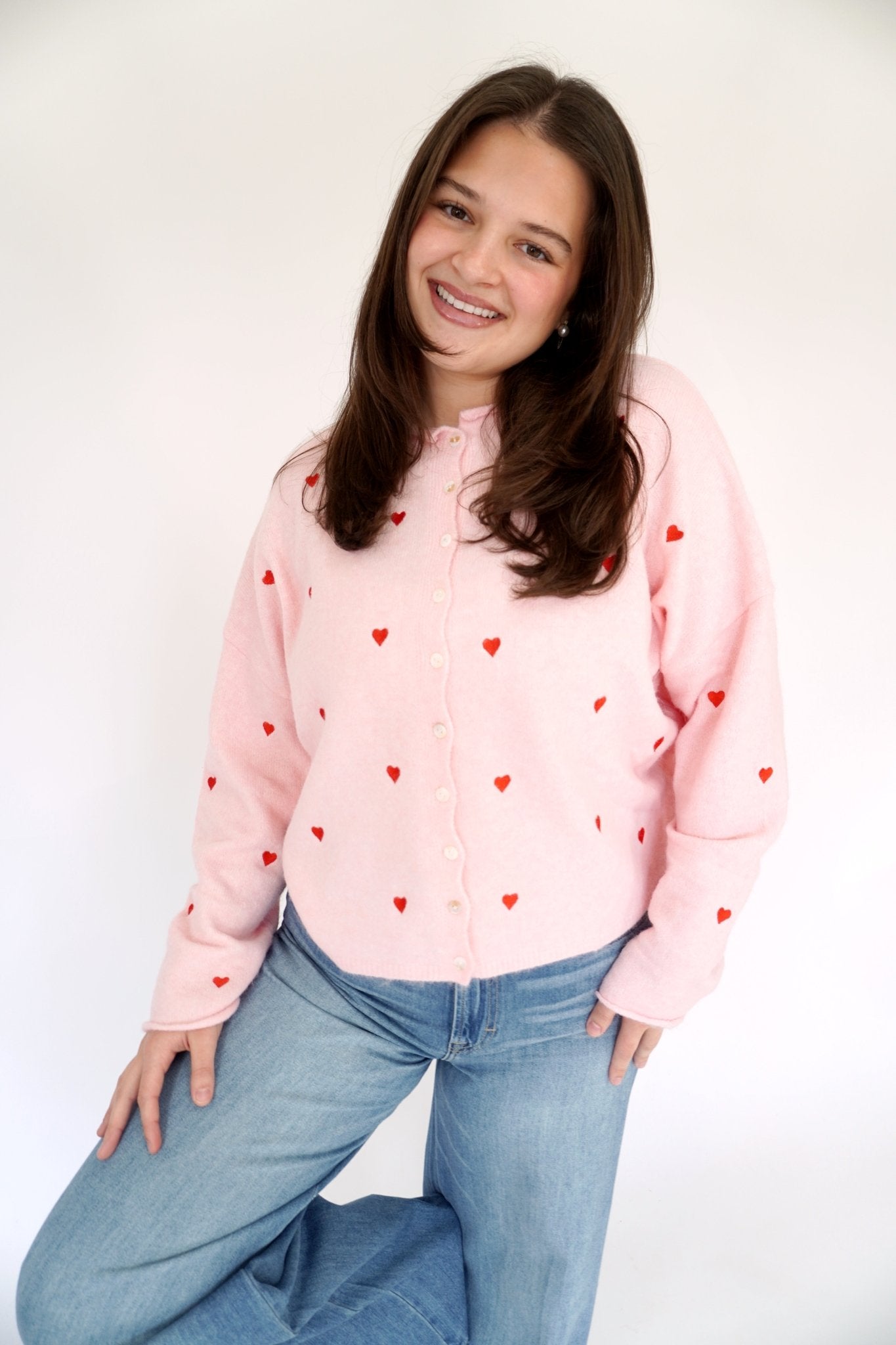 The Sweetheart Stitch Cardigan - Pink - Anderson Ave boutique