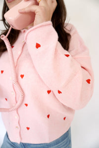 The Sweetheart Stitch Cardigan - Pink - Anderson Ave boutique