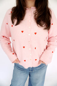 The Sweetheart Stitch Cardigan - Pink - Anderson Ave boutique