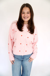 The Sweetheart Stitch Cardigan - Pink - Anderson Ave boutique