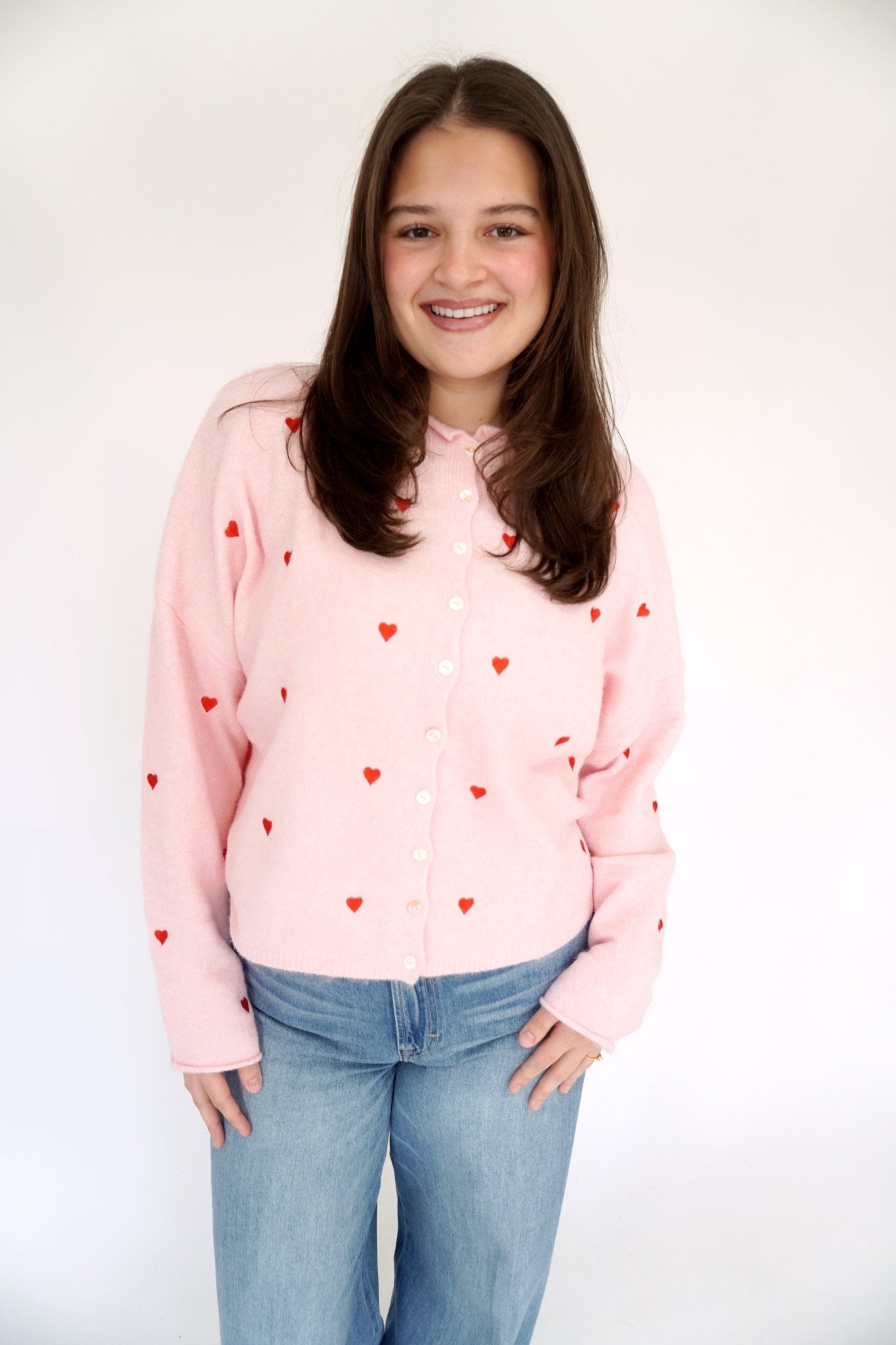 The Sweetheart Stitch Cardigan - Pink - Anderson Ave boutique