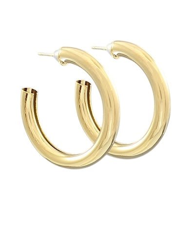 Thick Matte Gold 1 3/4" Hoop Earrings - Anderson Ave boutique