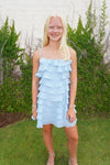 Tiered Ruffle Mini Dress – Light Blue - Anderson Ave boutique