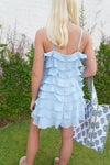 Tiered Ruffle Mini Dress – Light Blue - Anderson Ave boutique