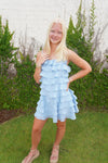 Tiered Ruffle Mini Dress – Light Blue - Anderson Ave boutique