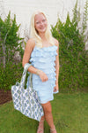 Tiered Ruffle Mini Dress – Light Blue - Anderson Ave boutique