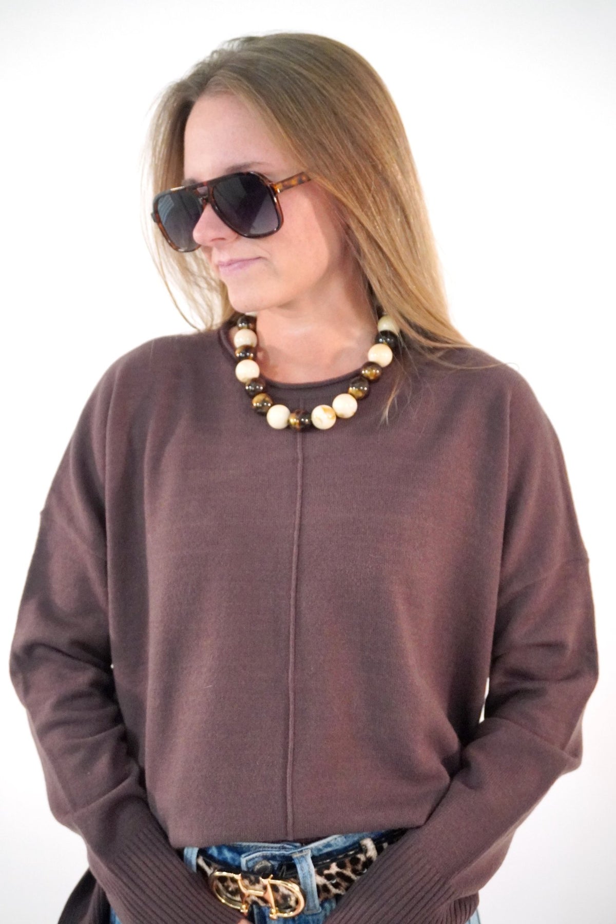 Tortoise & Cream Chunky Beaded Necklace - Anderson Ave boutique