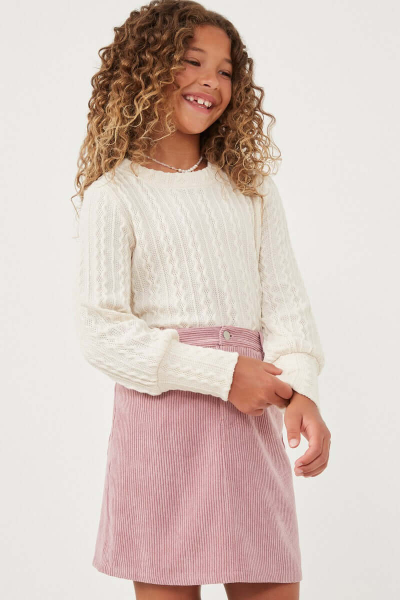Tween Ivory Cable Knit Sweater Top - Anderson Ave boutique