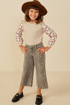 Tween Leopard Wide - Leg Cropped Jeans - Anderson Ave boutique