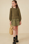 Tween Olive Green Bow Accent Sweater - Anderson Ave boutique