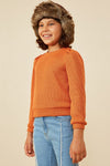 Tween Rust Puff - Sleeve Sweater - Anderson Ave boutique