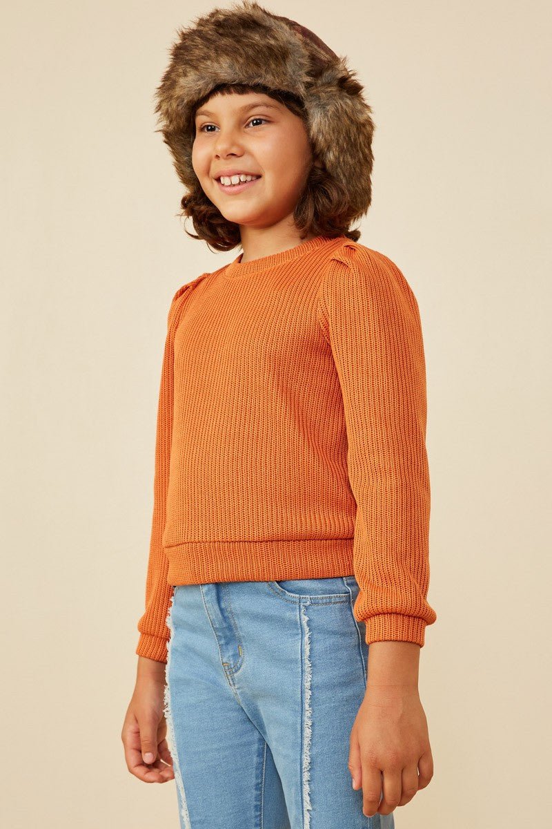 Tween Rust Puff - Sleeve Sweater - Anderson Ave boutique