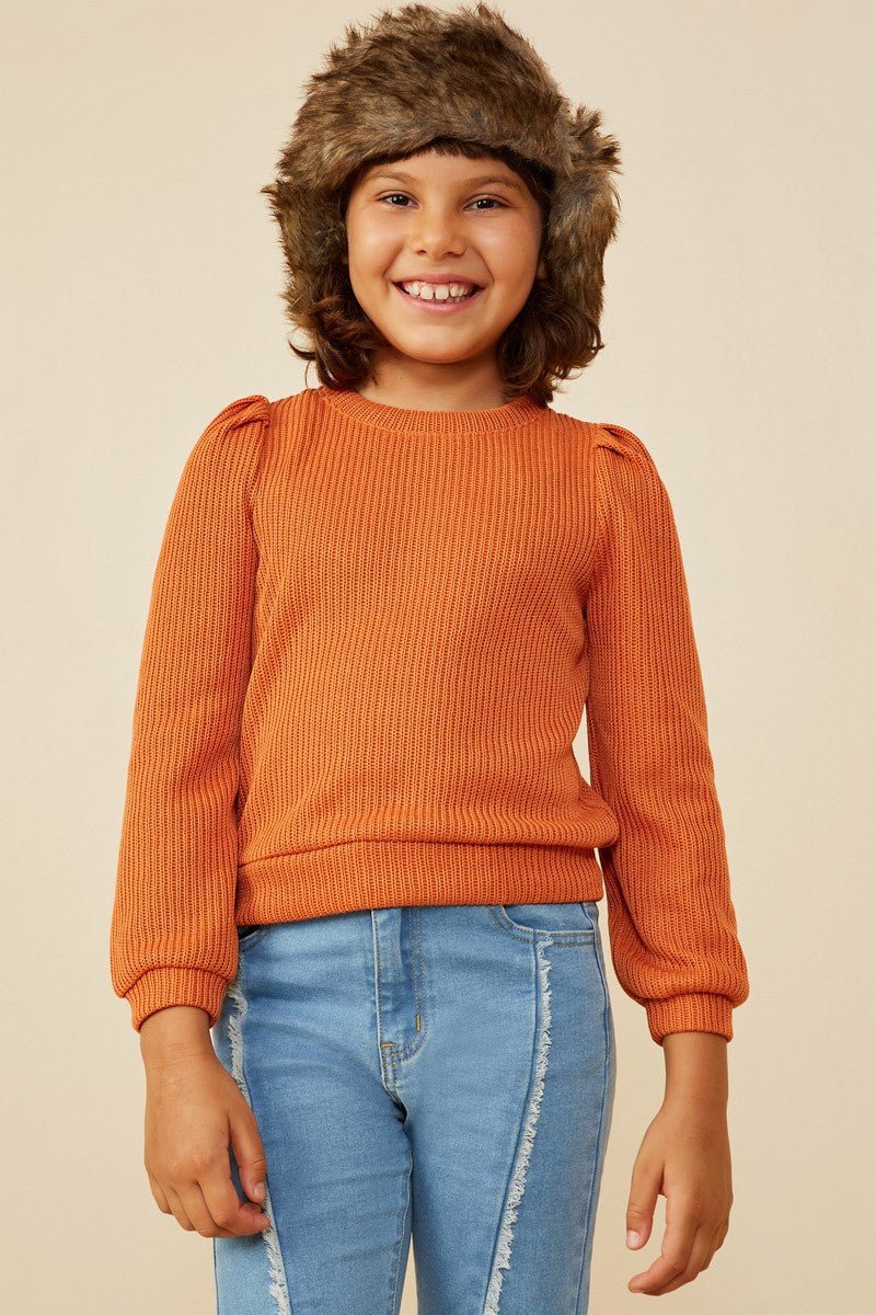 Tween Rust Puff - Sleeve Sweater - Anderson Ave boutique