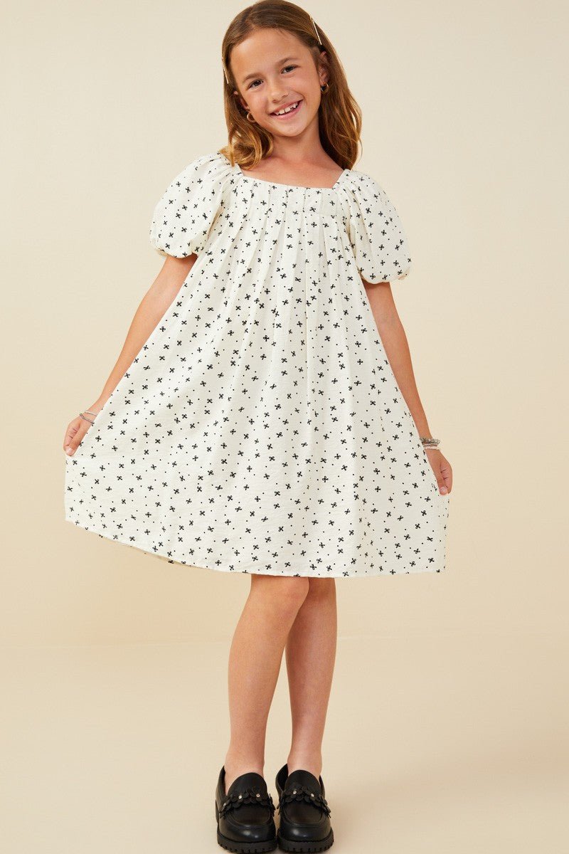 Tween White Puff Sleeve Dress - Anderson Ave boutique