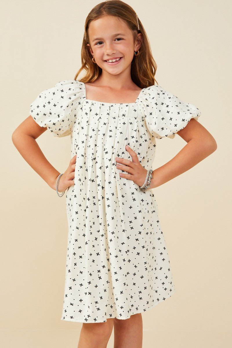 Tween White Puff Sleeve Dress - Anderson Ave boutique