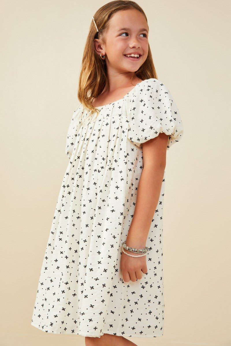Tween White Puff Sleeve Dress - Anderson Ave boutique