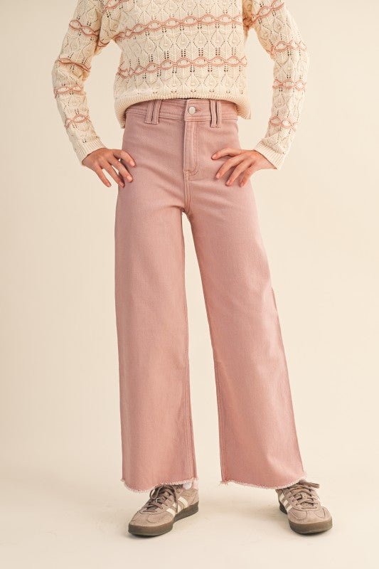 Tween Wide - Leg Pink Denim Jeans - Anderson Ave boutique