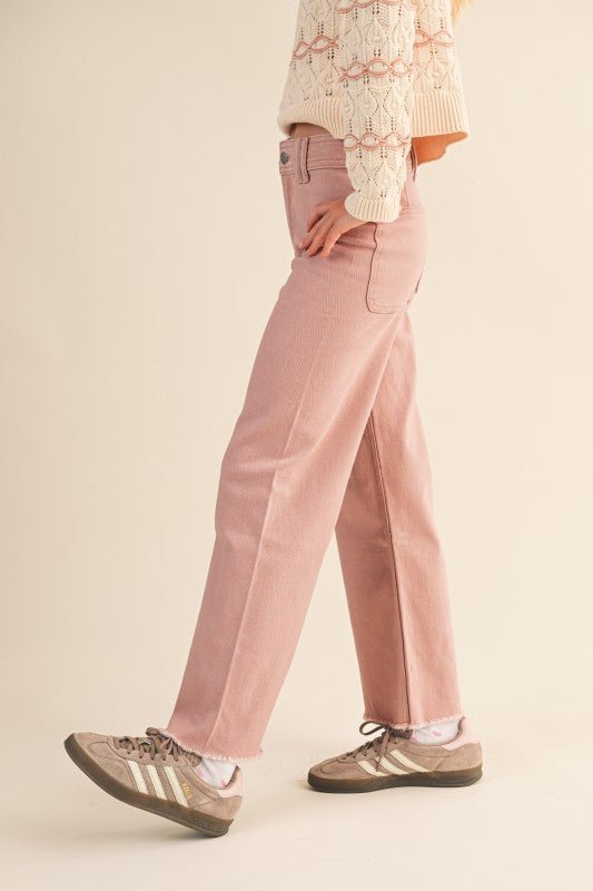 Tween Wide - Leg Pink Denim Jeans - Anderson Ave boutique