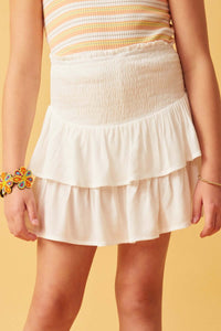 Twirl & Whirl Smocked Ruffle Skirt –White - Anderson Ave boutique