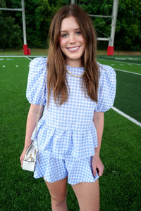 Two Piece Gingham Set - Light Blue - Anderson Ave boutique