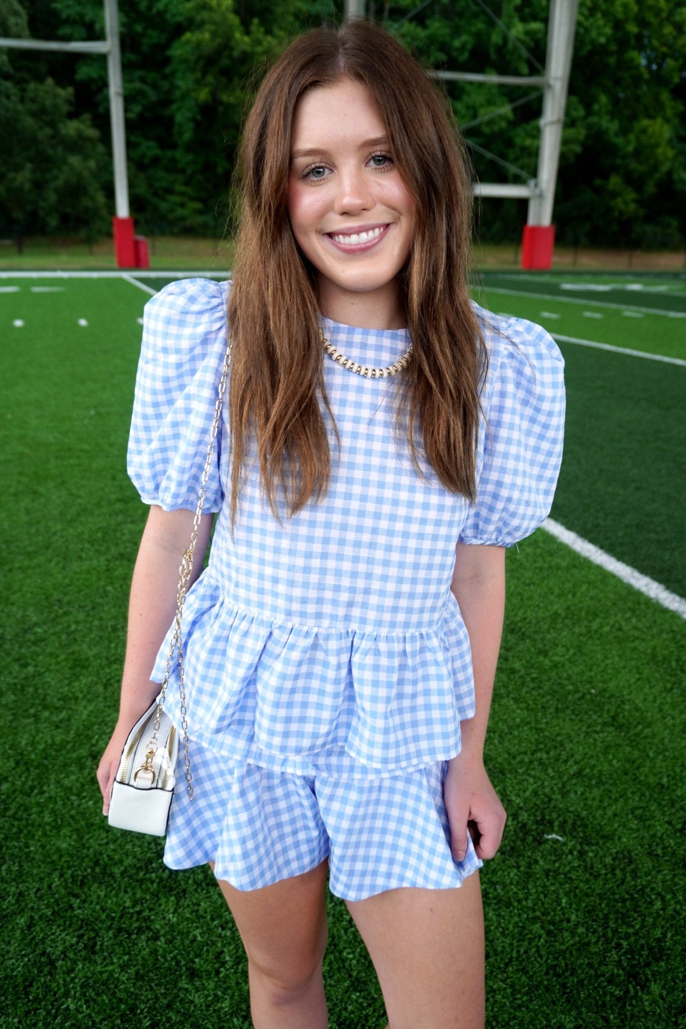 Two Piece Gingham Set - Light Blue - Anderson Ave boutique