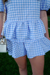 Two Piece Gingham Set - Light Blue - Anderson Ave boutique