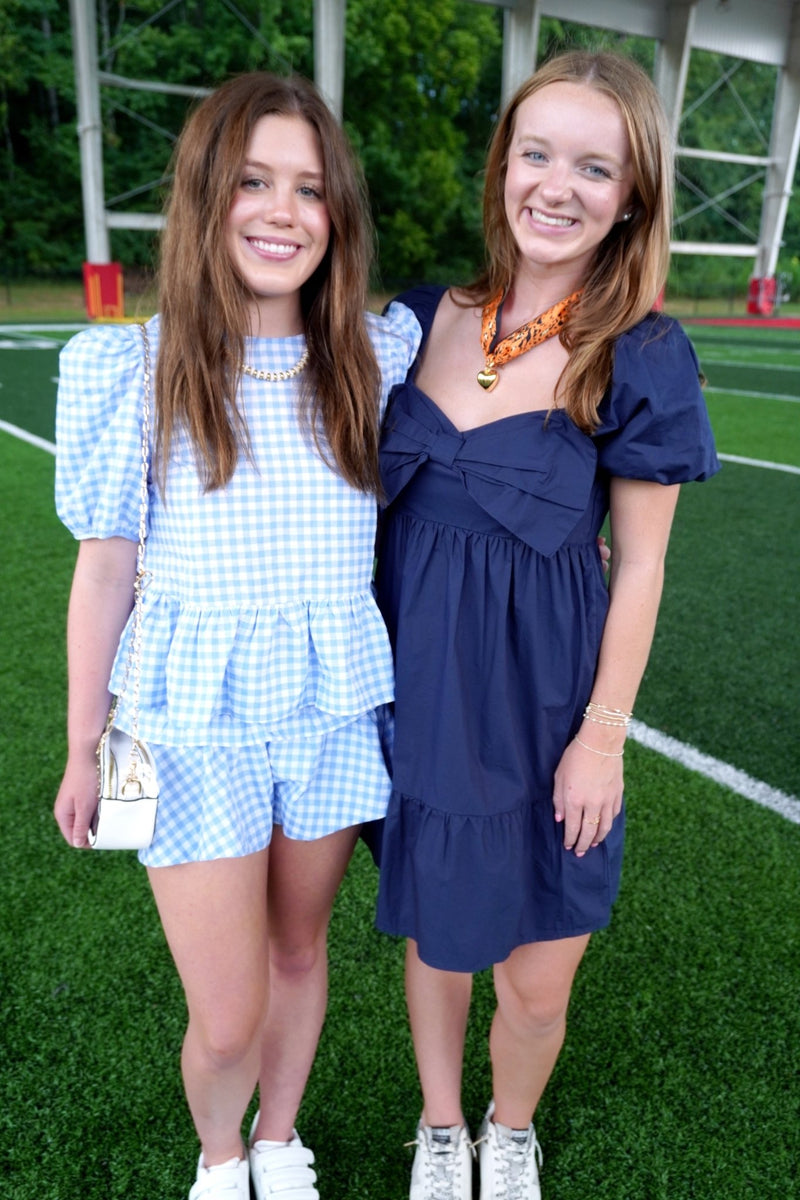 Two Piece Gingham Set - Light Blue - Anderson Ave boutique