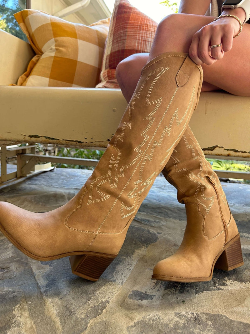 Upwind Chinese Laundry Western Boot - Tan - Anderson Ave boutique