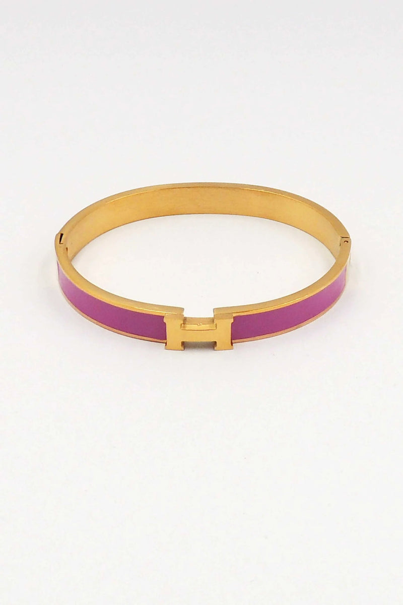 Waterproof Stainless - Steel Gold H with Hot Pink Enamel Coloring - Anderson Ave boutique