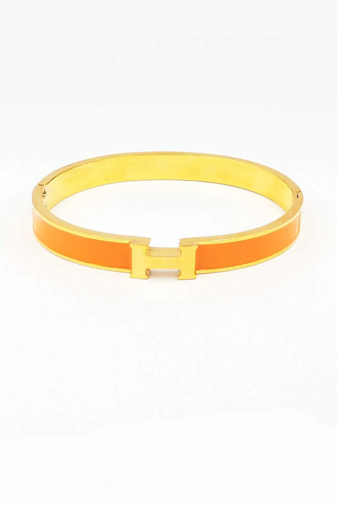 Waterproof Stainless - Steel Gold H with Orange Enamel Coloring - Anderson Ave boutique