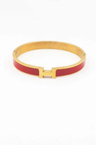 Waterproof Stainless - Steel Gold H with Red Enamel Coloring - Anderson Ave boutique