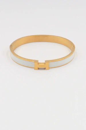 Waterproof Stainless - Steel Gold H with White Enamel Coloring - Anderson Ave boutique