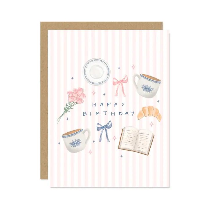 Whimsical Book & Coffee Birthday Card - Anderson Ave boutique