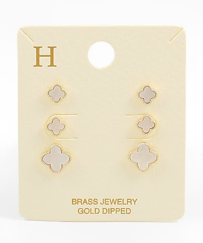 White and Gold Clover Earrings Pack - Anderson Ave boutique