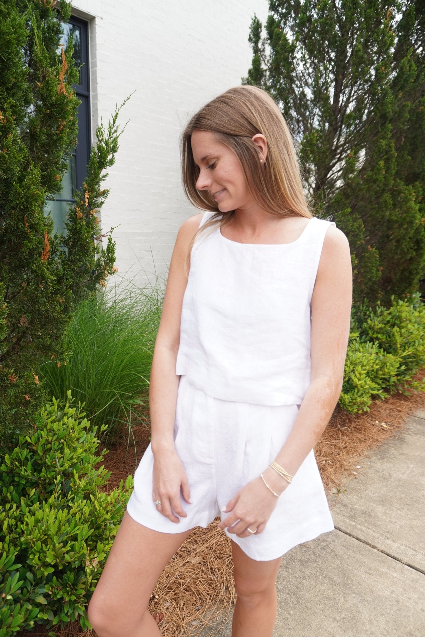 White Linen Pocket Shorts - Anderson Ave boutique