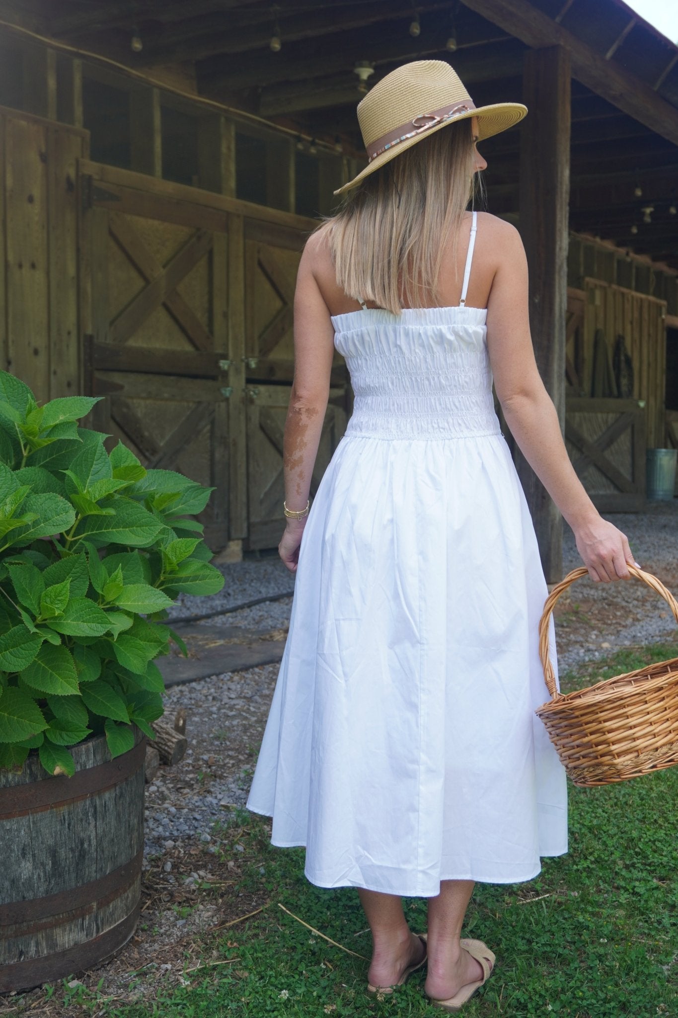 White Smocked Midi Dress - Anderson Ave boutique