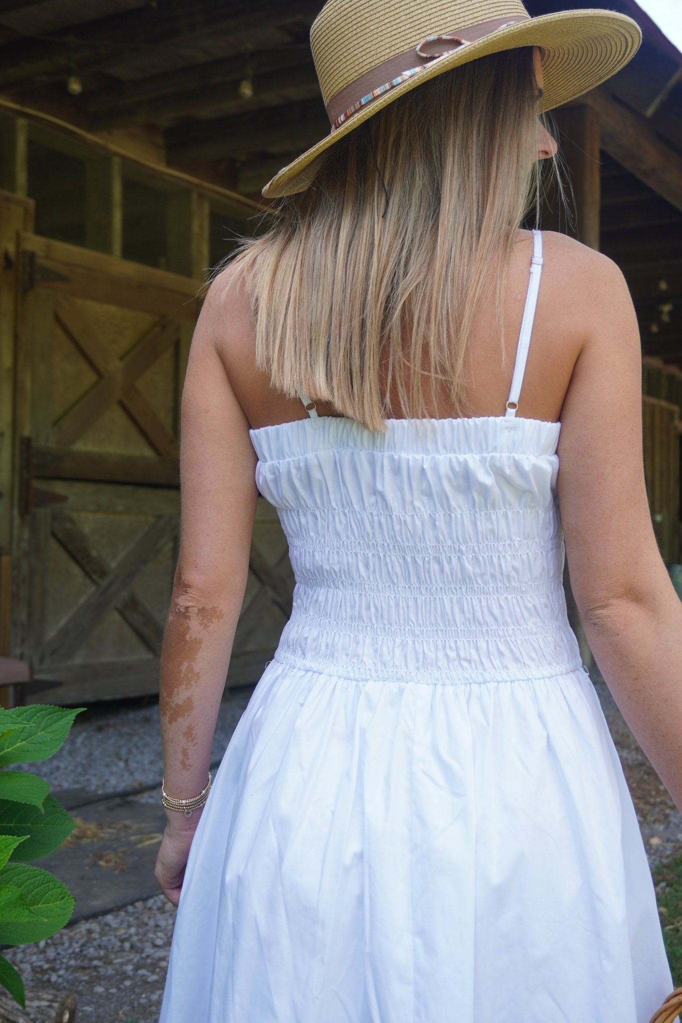 White Smocked Midi Dress - Anderson Ave boutique