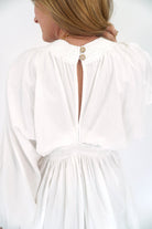 Willow Deep V - Neck Cotton Bishop Sleeve Mini Dress - Anderson Ave boutique