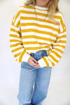 Women’s Mustard Yellow Striped Sweater - Anderson Ave boutique